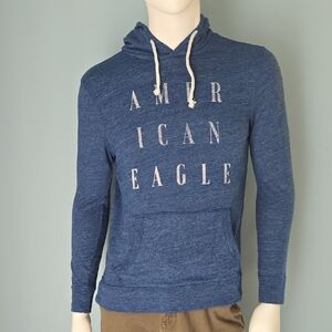 American Eagle Outfitters Lightweight Knit Navy Hooded Shirt